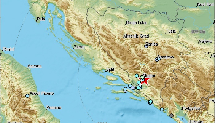 Zemljotres jačine 3,8 po Richteru na području Stoca