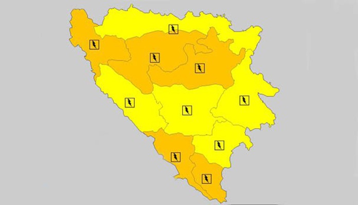 Upaljen žuti meteoalarm za područje cijele BiH