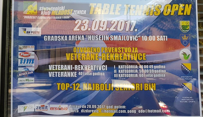 U Zenici narednog vikenda 4. Međunarodno prvenstvo "Table Tennis Open"