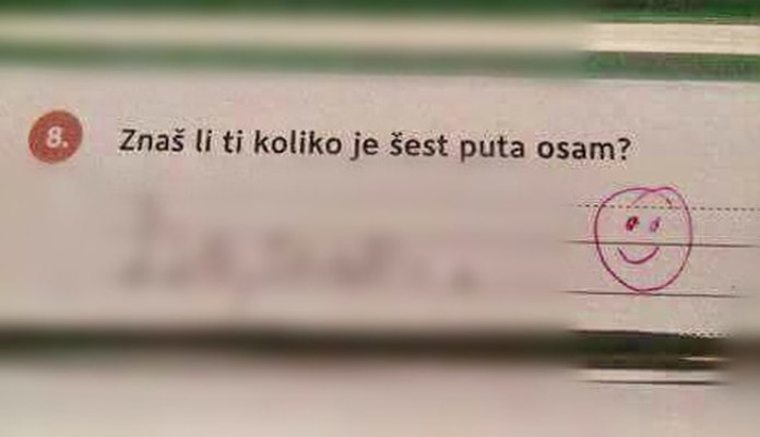 Originalan odgovor mladog Dalmatinca na test iz matematike