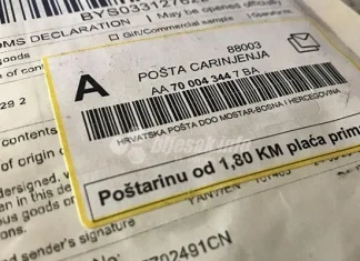 Naknada od 1,80 KM za pošiljke koje ne podliježu carini