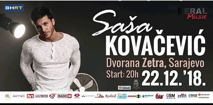 Večeras koncert Saše Kovačevića u dvorani Zetra