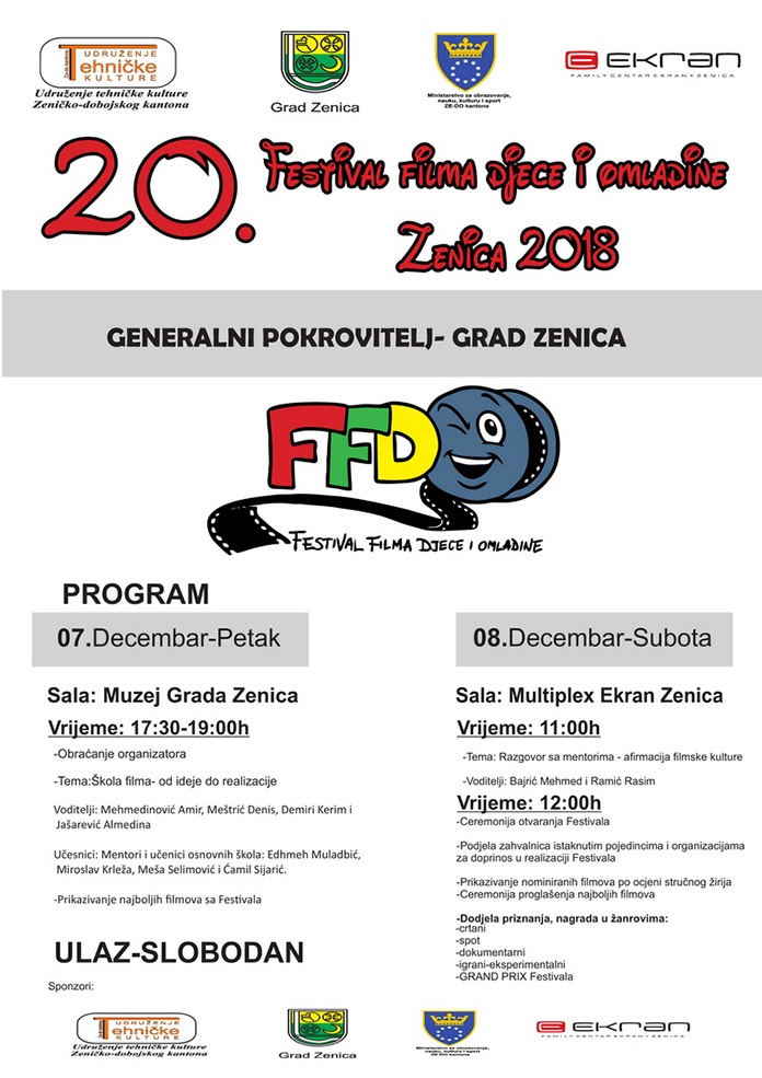 U subotu 20. Festival filma djece i omladine "Zenica 2018"