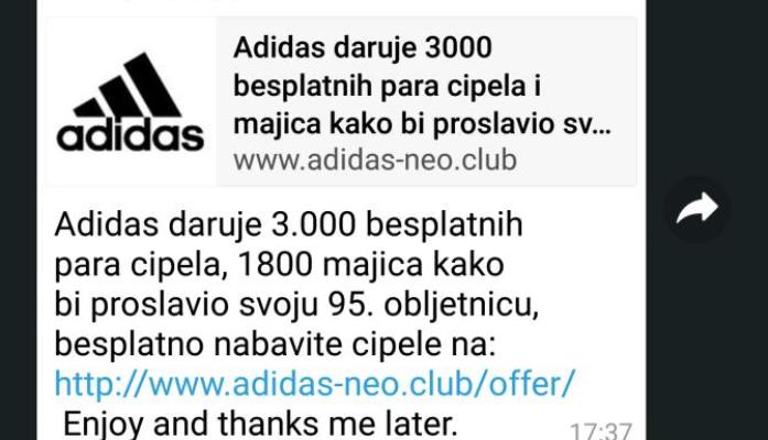 Društvenim mrežama kruži Adidas prevara: Ne otvarajte