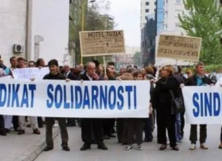 Protesti Sindikata solidarnosti ispred zgrade Vlade BiH