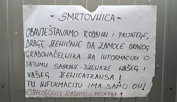 Protest radnika Zenicatransa ispred Gradske uprave Zenica