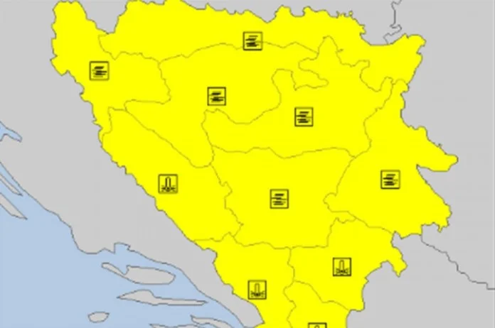Žuti meteoalarm u BiH