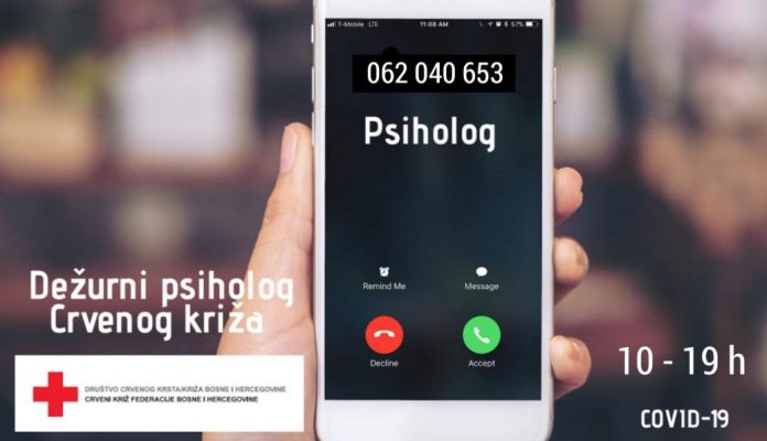 Crveni križ FBiH otvorio telefonsku liniju za pružanje psihosocijalne podrške