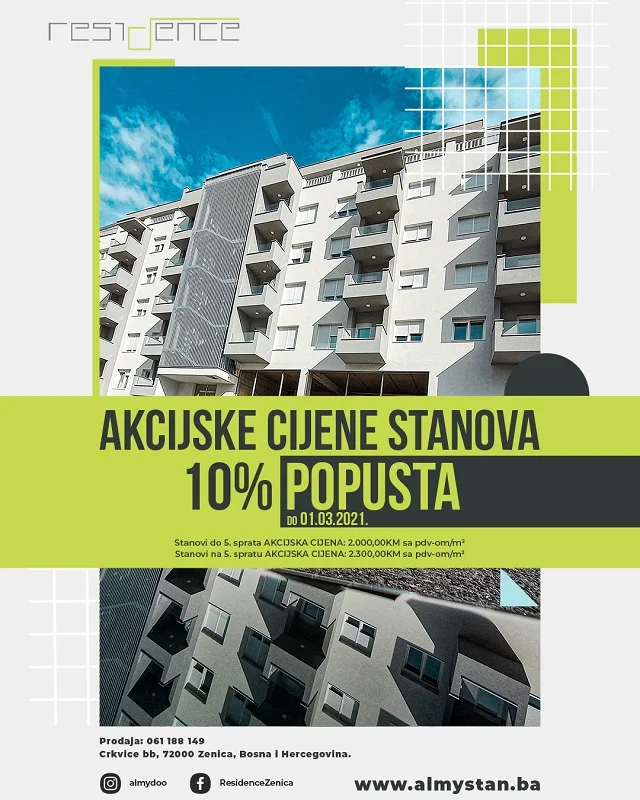 Stanovi Residence u Zenici na akciji