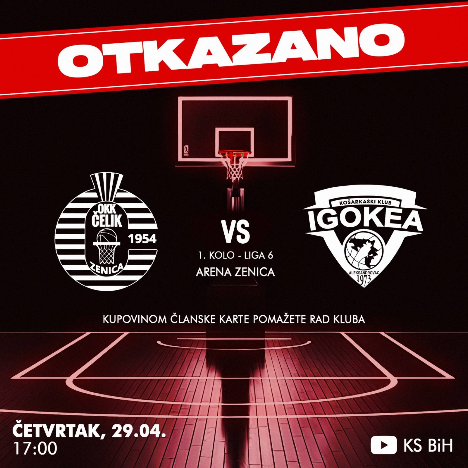 Otkazano Čelik Igokea OKK