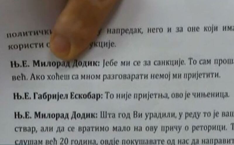 Milorad Dodik poručio Gabrielu Escobaru: Je*e mi se za sankcije (VIDEO)
