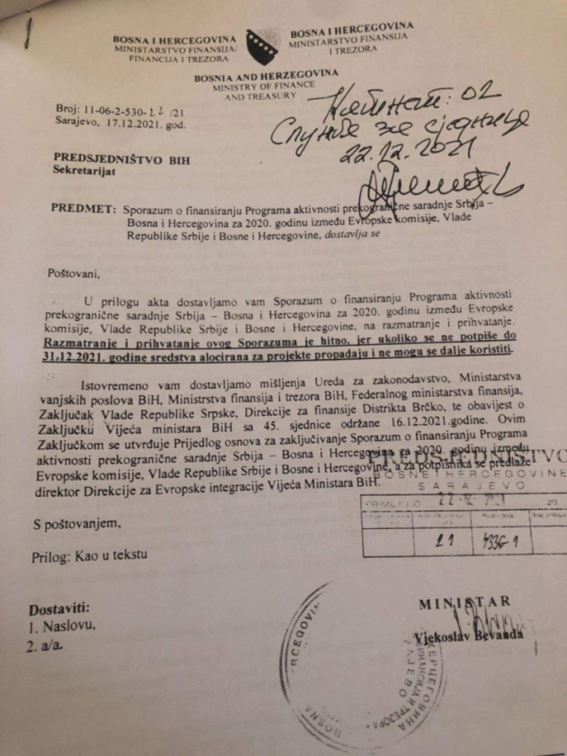 Zbog Dodikovog glasa “protiv” propalo 1,8 miliona eura Dok 11