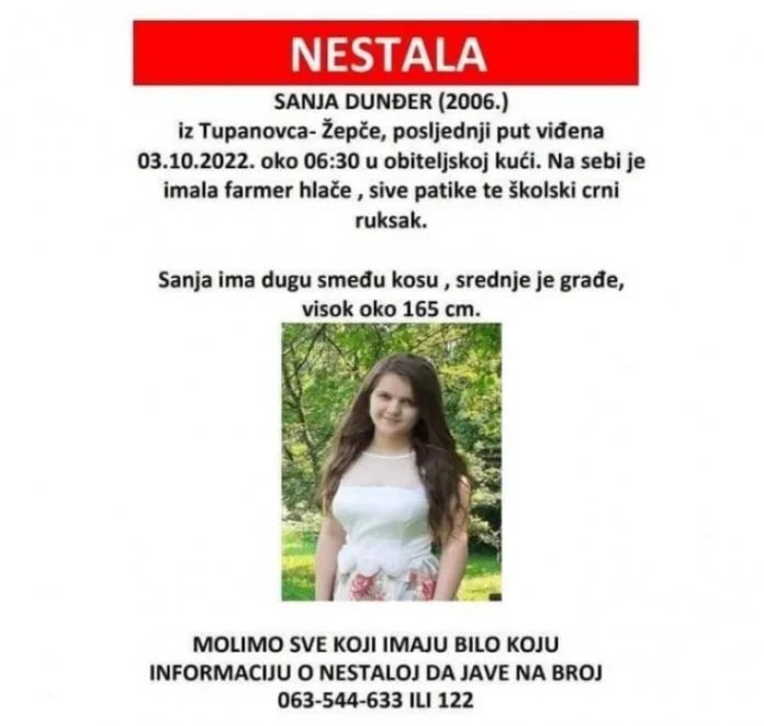 Kod Žepča Nestala Djevojčica Sanja Dunđer