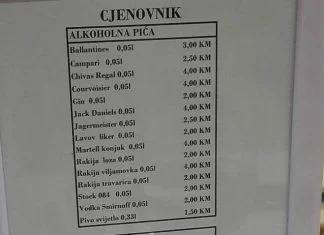 Kolike su cijene alkoholnih pića u parlamentu: Flaša vina 15 KM, pivo samo 1,5 KM Cjenovnik U Parlamentu BiH