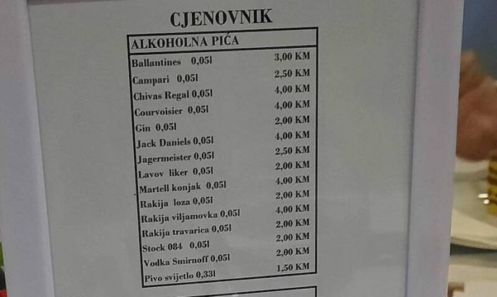 Cjenovnik U Parlamentu BiH