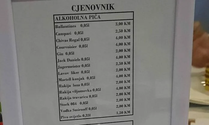 Cjenovnik U Parlamentu BiH
