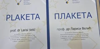 Plaketa Prof.dr. Larisa Velić