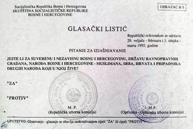Glasacki Listic Referendum BiH 92