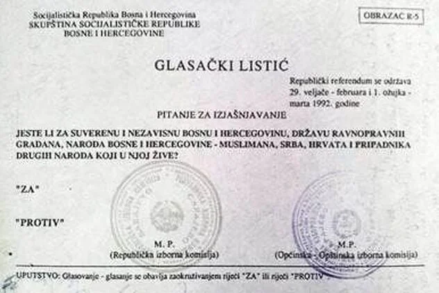 Glasacki Listic Referendum BiH 92