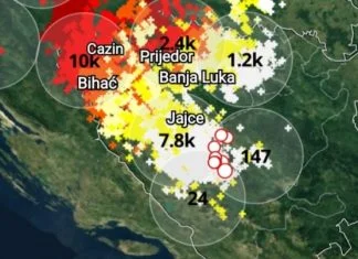 U BiH tokom protekle noći zabilježeno čak 21.500 gromova i munja Olujno Nevrijeme U BiH