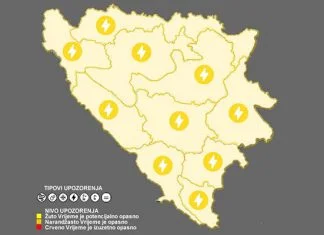 Upaljen žuti meteoalarm zbog pljuskova praćenih grmljavinom Meteoalarm žuti