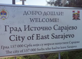 Tabla na ulazu u Istočno Sarajevo išarana uvredljivim porukama Tabla Za Istočno Sarajevo Išarana Uvredljivim Porukama