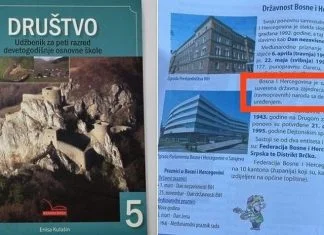 U udžbeniku za 5. razred u FBiH stoji da je BiH “državna zajednica” i da je Banja Luka “glavni grad RS-a” Društvo 5 Razred