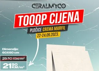 Vikend akcija i top cijena odabranih modela keramičkih pločica u salonu Ceralmyco Top Cijena