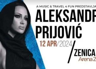 Aleksandra Prijović najavila koncert u Zenici sredinom aprila Aleksandra Prijovic Zenica