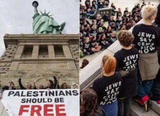 Stotine Jevreja u New Yorku poslali poruku s Kipa slobode: Palestinci trebaju biti slobodni Podrška Palestini