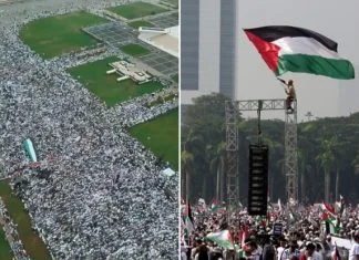 Milion ljudi na demonstracijama solidarnosti s Palestinom u Indoneziji Protest U Indoneziji