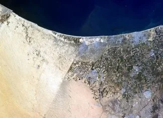 Iako je samo zamišljena linija, granica između dvije zemlje se može vidjeti iz svemira Egipa Izrael