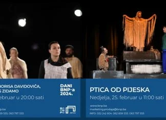 U BNP-u Zenica večeras “Grobnica za Borisa Davidoviča, kako je danas zidamo”, a sutra “Ptica od pijeska” Grobnica Ptica