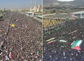 U glavnom gradu Jemena milion ljudi izašlo na ulice pružiti podršku Palestincima Jemen Protest Za Palestinu Foto