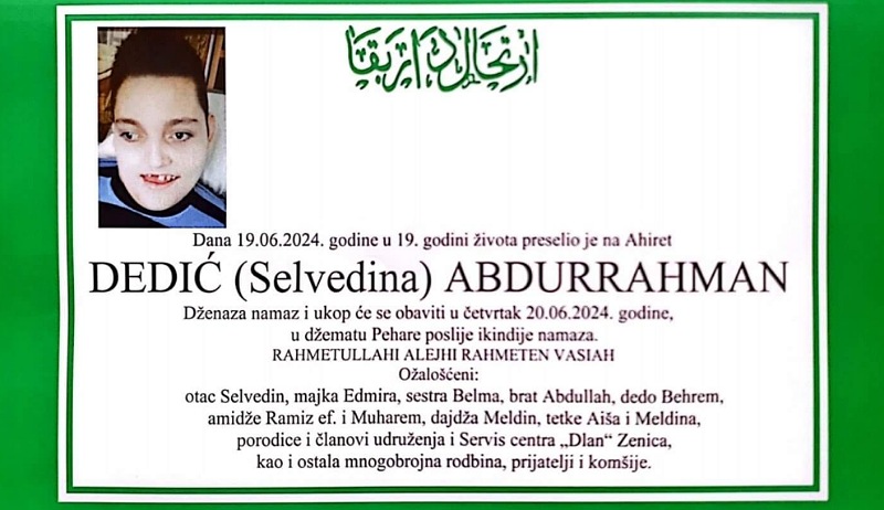 Preminuo Abdurrahman Dedić iz Zenice, dženaza i ukop danas Abdurrahman Dedic