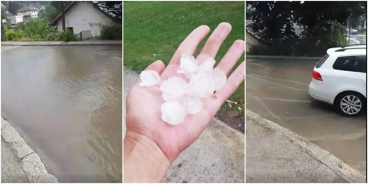 Nevrijeme pogodilo Zavidoviće i okolinu: Poplavljene ulice, padao i krupan grad