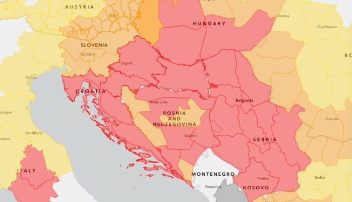 EU meteoalarm upozorenje: Veći dio BiH u “crvenom” naredna dva dana, mogući kvarovi na infrastrukturi