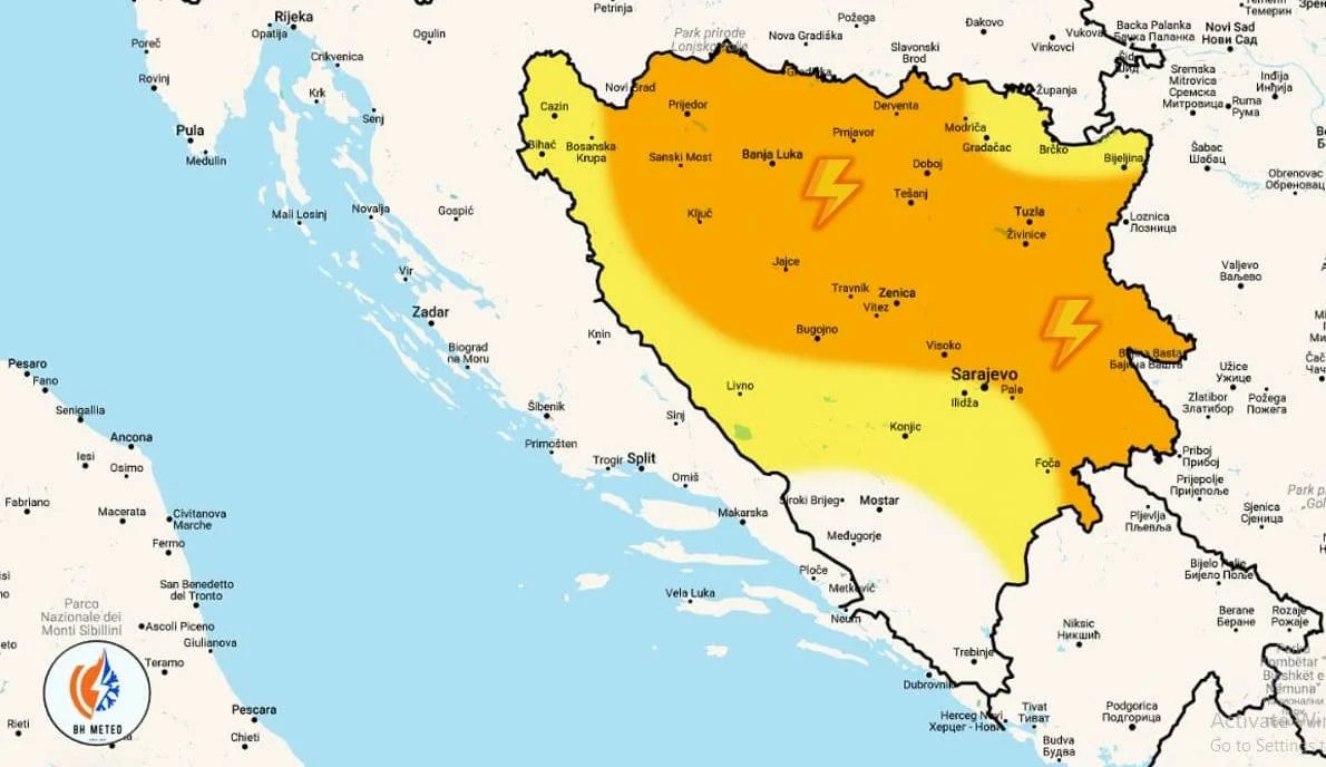 Meteorolozi objavili gdje se danas očekuje grmljavinsko nevrijeme, biće i leda