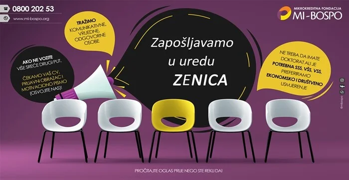 Prilika za posao: Potreban kreditni službenik u uredu Zenica