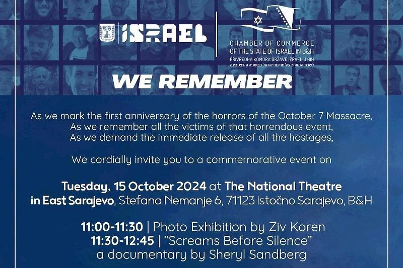 Izraelska ambasada premjestila prijem iz Sarajeva: Godišnjica napada Hamasa bit će obilježena u Istočnom Sarajevu