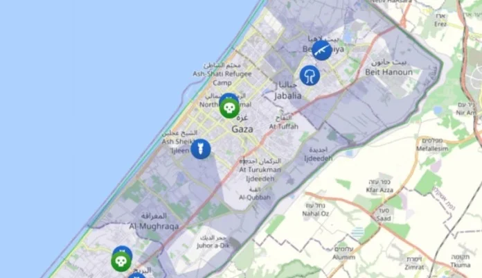 Mapa Koja Pokazuje Teritoriju Izraelske Okupacije U Gazi