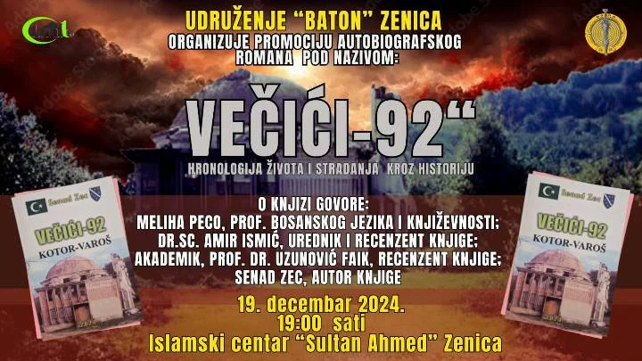Udruženje “Baton” Zenica organizira promociju knjige “VEČIĆI-92”