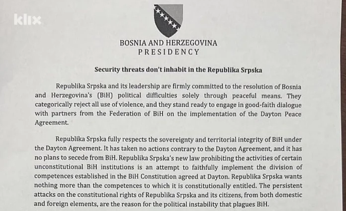 Skandalozan “non paper” Željke Cvijanović: Laži o zastavama Hamasa i Hezbolaha i napadima na Srbe u Sarajevu