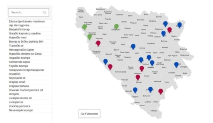 Objavljena interaktivna mapa zaštićenih domaćih proizvoda u BiH