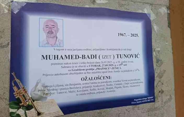 Poznat termin sahrane Muhameda Badija Tunovića