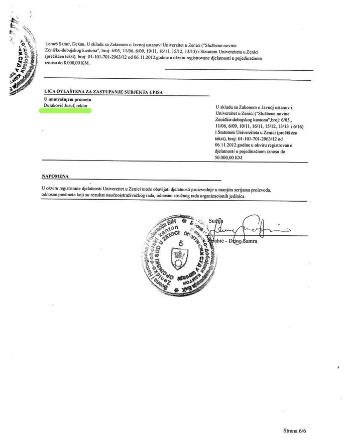 Izvod Iz Registra Suda UNZE 2