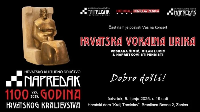 Koncert “Hrvatska vokalna lirika” u Zenici povodom 1100. godišnjice hrvatskog kraljevstva