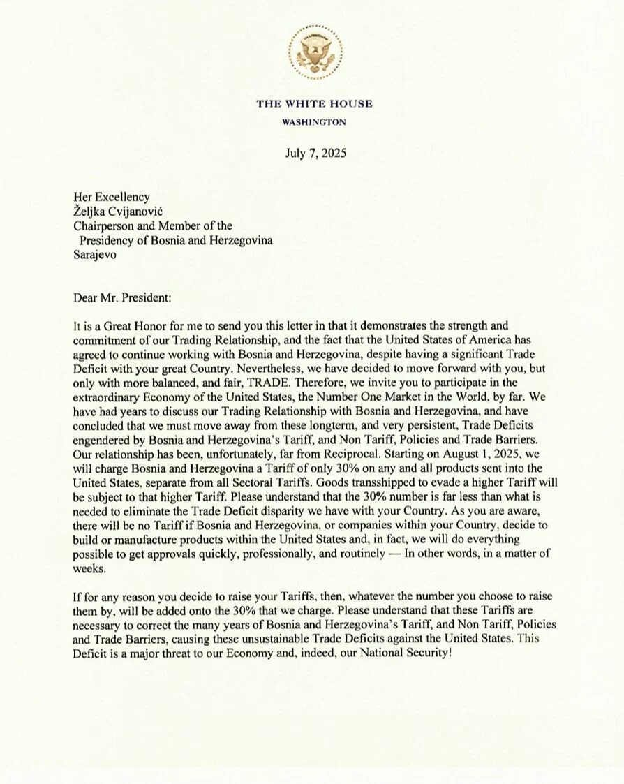 Trump Uvodi Carinu BiH 1