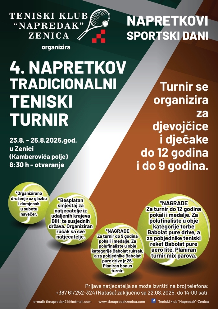 Plakat Teniski Klub Napredak Zenica Za Sportske Dane 2025