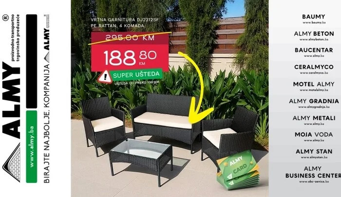 Almy Baucentar i Web Shop nude vrtnu garnituru po super cijeni